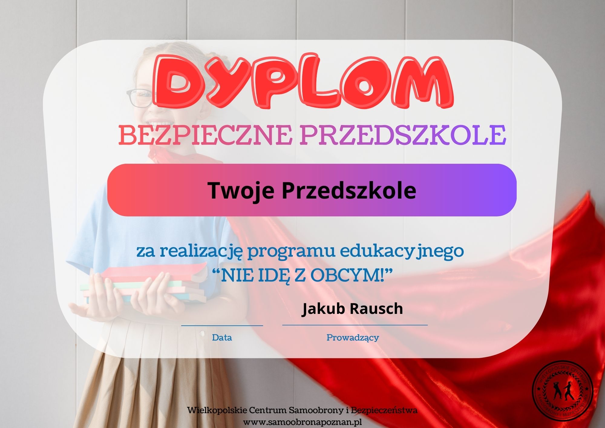 Wzór dyplomu Bezpieczne Przedszkole